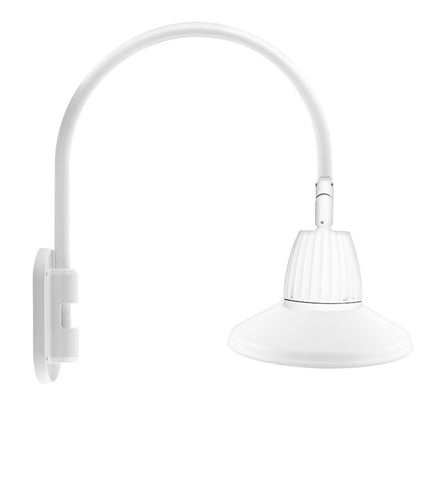 RAB GN4LED26YSTW 26W LED Gooseneck Straight Shade with Wall 20" High, 19" from Wall Goose Arm, 3000K (Warm), Flood Reflector, 15" Straight Shade, White Finish