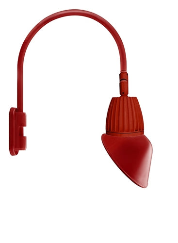 RAB GN5LED13NAC11R 13W LED Gooseneck Cone with Pole 20" High, 19" from Pole Goose Arm, 4000K Color Temperature (Neutral), Flood Reflector, 11" Angled Cone Shade, Red Finish