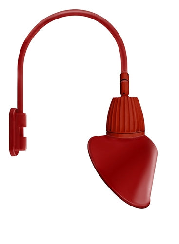 RAB GN5LED13NRACR 13W LED Gooseneck Cone with Pole 20" High, 19" from Pole Goose Arm, 4000K Color Temperature (Neutral), Rectangular Reflector, 15" Angled Cone Shade, Red Finish