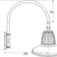 RAB GN5LED13NSST11B 13W LED Gooseneck Straight Shade with Pole 20" High, 19" from Pole Goose Arm, 4000K (Neutral), Spot Reflector, 11" Straight Angle Shade, Black Finish