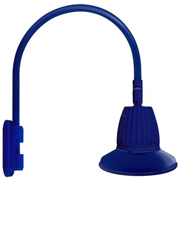 RAB GN5LED13NSST11BL 13W LED Gooseneck Straight Shade with Pole 20" High, 19" from Pole Goose Arm, 4000K (Neutral), Spot Reflector, 11" Straight Angle Shade, Royal Blue Finish