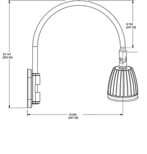 RAB GN5LED13YA 13W LED Gooseneck No Shade with Pole 20" High, 19" from Pole Goose Arm, 3000K (Warm), Flood Reflector, Bronze Finish