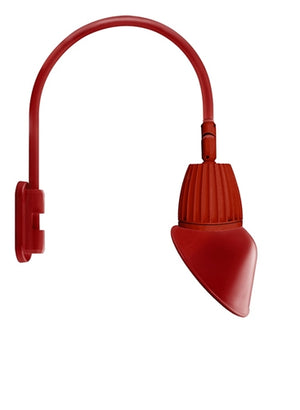 RAB GN5LED13YAC11R 13W LED Gooseneck Cone with Pole 20" High, 19" from Pole Goose Arm, 3000K Color Temperature (Warm), Flood Reflector, 11" Angled Cone Shade, Red Finish