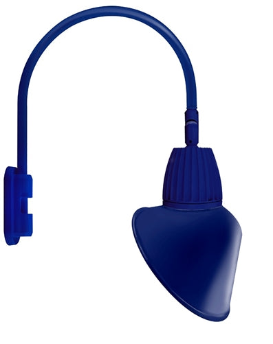 RAB GN5LED13YACBL 13W LED Gooseneck Cone with Pole 20" High, 19" from Pole Goose Arm, 3000K Color Temperature (Warm), Flood Reflector, 15" Angled Cone Shade, Royal Blue Finish