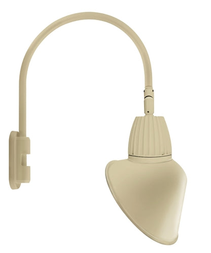 RAB GN5LED13YACI 13W LED Gooseneck Cone with Pole 20" High, 19" from Pole Goose Arm, 3000K Color Temperature (Warm), Flood Reflector, 15" Angled Cone Shade, Ivory Finish