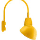 RAB GN5LED13YRADYL 13W LED Gooseneck Dome Shade with Pole 20" High, 19" from Pole Goose Arm, 3000K (Warm), Rectangular Reflector, 15" Angled Dome Shade, Yellow Finish