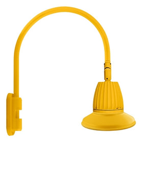 RAB GN5LED13YRST11YL 13W LED Gooseneck Straight Shade with Pole 20" High, 19" from Pole Goose Arm, 3000K (Warm), Rectangular Reflector, 11" Straight Angle Shade, Yellow Finish
