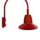 RAB GN5LED13YRSTR 13W LED Gooseneck Straight Shade with Pole 20" High, 19" from Pole Goose Arm, 3000K (Warm), Rectangular Reflector, 15" Straight Angle Shade, Red Finish