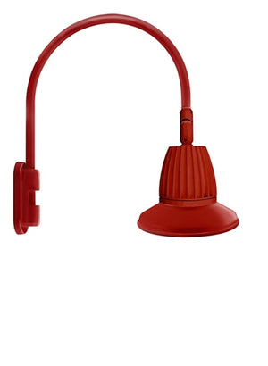 RAB GN5LED13YST11R 13W LED Gooseneck Straight Shade with Pole 20" High, 19" from Pole Goose Arm, 3000K (Warm), Flood Reflector, 11" Straight Angle Shade, Red Finish