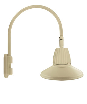 RAB GN5LED13YSTI 13W LED Gooseneck Straight Shade with Pole 20" High, 19" from Pole Goose Arm, 3000K (Warm), Flood Reflector, 15" Straight Angle Shade, Ivory Finish