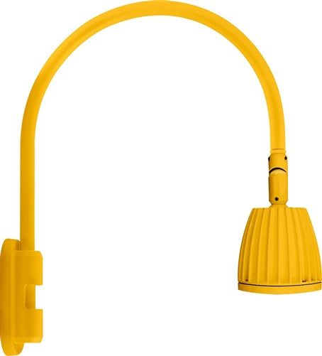RAB GN5LED13YSYL 13W LED Gooseneck No Shade with Pole 20" High, 19" from Pole Goose Arm, 3000K (Warm), Spot Reflector, Yellow Finish