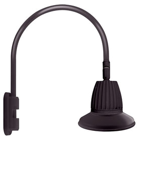 RAB GN5LED26NRST11A 26W LED Gooseneck Straight Shade with Pole 20" High, 19" from Pole Goose Arm, 4000K (Neutral), Rectangular Reflector, 11" Straight Angle Shade, Bronze Finish