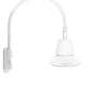 RAB GN5LED26NST11W 26W LED Gooseneck Straight Shade with Pole 20" High, 19" from Pole Goose Arm, 4000K (Neutral), Flood Reflector, 11" Straight Angle Shade, White Finish