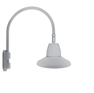 RAB GN5LED26NSTS 26W LED Gooseneck Straight Shade with Pole 20" High, 19" from Pole Goose Arm, 4000K (Neutral), Flood Reflector, 15" Straight Angle Shade, Silver Finish