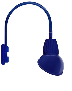 RAB GN5LED26YAD11BL 26W LED Gooseneck Dome Shade with Pole 20" High, 19" from Pole Goose Arm, 3000K (Warm), Flood Reflector, 11" Angled Dome Shade, Royal Blue Finish