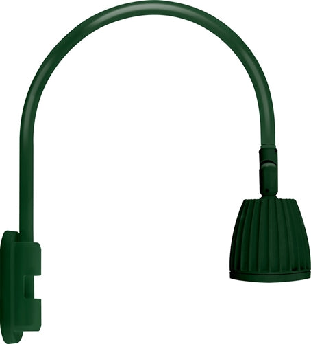 RAB GN5LED26YG 26W LED Gooseneck No Shade with Pole 20" High, 19" from Pole Goose Arm, 3000K (Warm), Flood Reflector, Hunter Green Finish