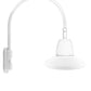 RAB GN5LED26YRSTW 26W LED Gooseneck Straight Shade with Pole 20" High, 19" from Pole Goose Arm, 3000K (Warm), Rectangular Reflector, 15" Straight Angle Shade, White Finish