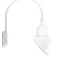 RAB GN5LED26YSAC11W 26W LED Gooseneck Cone with Pole 20" High, 19" from Pole Goose Arm, 3000K Color Temperature (Warm), Spot Reflector, 11" Angled Cone Shade, White Finish