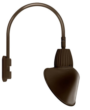 RAB GN5LED26YSACBWN 26W LED Gooseneck Cone with Pole 20" High, 19" from Pole Goose Arm, 3000K Color Temperature (Warm), Spot Reflector, 15" Angled Cone Shade, Brown Finish