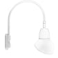 RAB GN5LED26YSAD11W 26W LED Gooseneck Dome Shade with Pole 20" High, 19" from Pole Goose Arm, 3000K (Warm), Spot Reflector, 11" Angled Dome Shade, White Finish