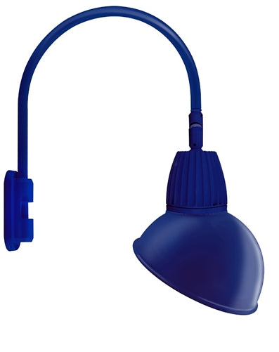 RAB GN5LED26YSADBL 26W LED Gooseneck Dome Shade with Pole 20" High, 19" from Pole Goose Arm, 3000K (Warm), Spot Reflector, 15" Angled Dome Shade, Royal Blue Finish