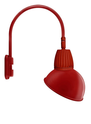 RAB GN5LED26YSADR 26W LED Gooseneck Dome Shade with Pole 20" High, 19" from Pole Goose Arm, 3000K (Warm), Spot Reflector, 15" Angled Dome Shade, Red Finish