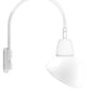 RAB GN5LED26YSADW 26W LED Gooseneck Dome Shade with Pole 20" High, 19" from Pole Goose Arm, 3000K (Warm), Spot Reflector, 15" Angled Dome Shade, White Finish