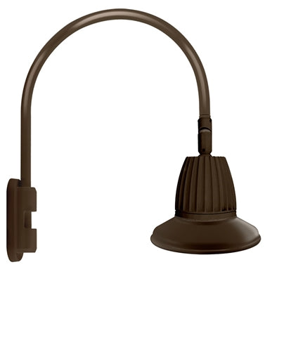 RAB GN5LED26YSST11BWN 26W LED Gooseneck Straight Shade with Pole 20" High, 19" from Pole Goose Arm, 3000K (Warm), Spot Reflector, 11" Straight Angle Shade, Brown Finish