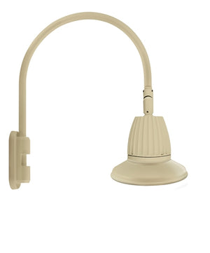 RAB GN5LED26YSST11I 26W LED Gooseneck Straight Shade with Pole 20" High, 19" from Pole Goose Arm, 3000K (Warm), Spot Reflector, 11" Straight Angle Shade, Ivory Finish