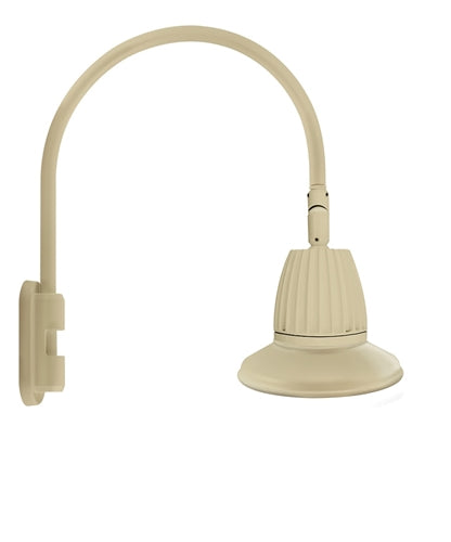 RAB GN5LED26YST11I 26W LED Gooseneck Straight Shade with Pole 20" High, 19" from Pole Goose Arm, 3000K (Warm), Flood Reflector, 11" Straight Angle Shade, Ivory Finish