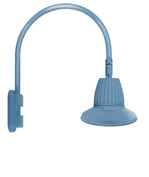RAB GN5LED26YST11LB 26W LED Gooseneck Straight Shade with Pole 20" High, 19" from Pole Goose Arm, 3000K (Warm), Flood Reflector, 11" Straight Angle Shade, Light Blue Finish