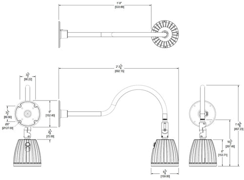 RAB GNLED13NB 13W LED Gooseneck Cone Shade, 4000K Color Temperature (Neutral), Flood Reflector, Black Finish