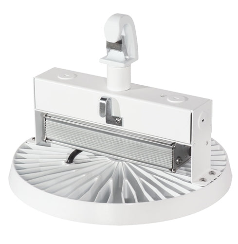 RAB HAYBAY180N/D10/LOSR/E2 180W LED HAYBAY High Bay, LOSBAY 800 Sensor, 4000K (Neutral), 20961 Lumens, 73 CRI, 120-277V, Dimmable, DLC Listed,  Emergency Battery Backup, White Finish