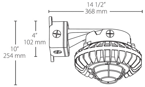 RAB HAZBLED26F-G 26W Wall Mount LED Hazardous Location Fixture, 5100K (Cool), 2334 Lumens, 70 CRI, Frosted Globes, Wire Guard, Natural Finish