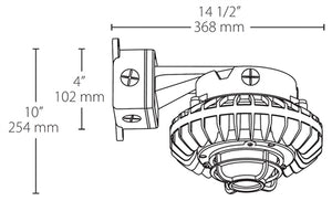 RAB HAZBLED42C-DG 42W Wall Mount LED Hazardous Location Fixture, 5100K (Cool), 2671 Lumens, 70 CRI, Clear Globes, Die Cast Guard, Natural Finish