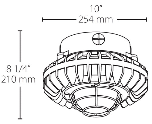 RAB HAZPLED42FF-G 42W Pendant Mount LED Hazardous Location Fixture, 5100K (Cool), 2986 Lumens, 69 CRI, Frosted Lens, Wire Guard, Natural Finish