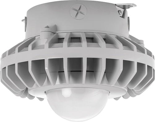 RAB HAZXLED42F 42W Ceiling Mount LED Hazardous Location Fixture, 5100K (Cool), 3542 Lumen, 70 CRI, Frosted Globes, No Guard,  DLC Listed, Natural Finish