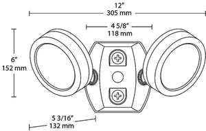 RAB LES2X13W 2x13W LESLIE LED Economy Bullet Flood Light, 5000K (Cool), 2338 Lumens, 83 CRI, 120V, 6H x 6V Beam Distribution, White Finish
