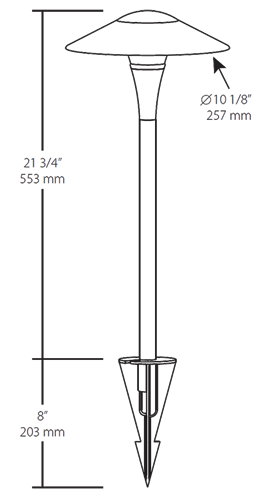 RAB LL1LED6LVYYD 6W LED Fern Pathway Light, 2700K (Residential Warm), 292 Lumens, 81 CRI, Pagoda 1 Tier, Sand  Finish