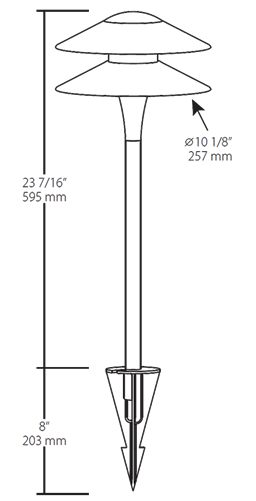 RAB LL2LED6LVYYB 6W LED Fern Pathway Light, 2700K (Residential Warm), 180 Lumens, 81 CRI, Pagoda 2 Tier, Black  Finish
