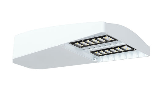 RAB LOT2T65YW/D10/HS 65W LED LOTBLASTER Area Light, No Photocell, 3000K (Warm), 4975 Lumens, 71 CRI, 120-277V, Type II Distribution, Dimmable, House Side Shield, White Finish