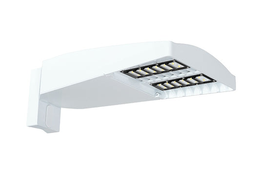 RAB LOT2T65YW/D10/UPA/HS 65W LED LOTBLASTER Area Light, No Photocell, 3000K (Warm), 6666 Lumens, 71 CRI, 120-277V, Type II Distribution, Dimmable, Universal Pole Adaptor w/ House Side Shield, White Finish