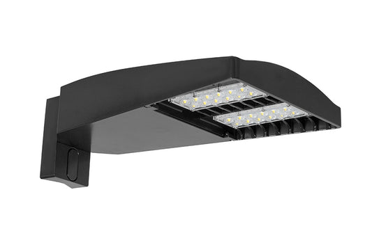 RAB LOT3T110/480/D10/UPA 110W LED LOTBLASTER Area Light, No Photocell, 5000K (Cool), 13196 Lumens, 480V, Type III Distribution, Dimmable, Universal Pole Adaptor, Bronze Finish