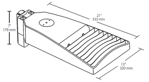 RAB LOT3T110Y/480/D10/UPA/HS 110W LED LOTBLASTER Area Light, No Photocell, 3000K (Warm), 12206 Lumens, 480V, Type III Distribution, Dimmable, Universal Pole Adaptor w/ House Side Shield, Bronze Finish