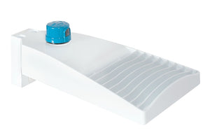 RAB LOT3T65W/D10/UPA/PCT 65W LED LOTBLASTER Area Light, 120-277V Twistlock Photocell, 5000K (Cool), 7264 Lumens, 120-277V, Type III Distribution, Dimmable, Universal Pole Adaptor, White Finish