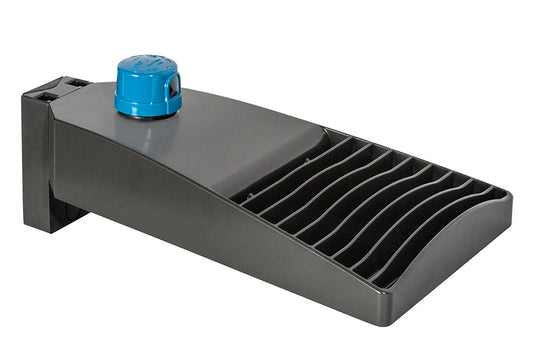 RAB LOT3T65Y/D10/UPA/PCT 65W LED LOTBLASTER Area Light, 120-277V Twistlock Photocell, 3000K (Warm), 6719 Lumens, 120-277V, Type III Distribution, Dimmable, Universal Pole Adaptor, Bronze Finish