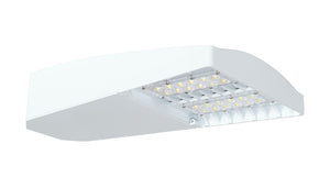 RAB LOT3T65YW/480/D10/5PR 65W LED LOTBLASTER Area Light, No Photocell, 3000K (Warm), 6974 Lumens, 480V, Type III Distribution, Dimmable, 5-Pin Receptacle, White Finish