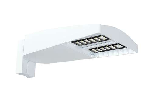 RAB LOT4T65YW/D10/UPA/HS 65W LED LOTBLASTER Area Light, No Photocell, 3000K (Warm), 6300 Lumens, 71 CRI, 120-277V, Type IV Distribution, Dimmable, Universal Pole Adaptor w/ House Side Shield, White Finish
