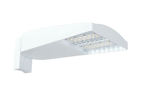 RAB LOT4T65YW/D10/UPA/WS2 65W LED LOTBLASTER Area Light, Multi-Level Motion Sensor, 3000K (Warm), 6300 Lumens, 71 CRI, 120-277V, Type IV Distribution, Dimmable, Universal Pole Adaptor, White Finish