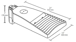 RAB LOT5T160N/480/D10/UPA/HS 160W LED LOTBLASTER Area Light, No Photocell, 4000K (Neutral), 15381 Lumens, 72 CRI, 480V, Type IV Distribution, Dimmable, Universal Pole Adaptor w/ House Side Shield, Bronze Finish